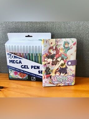 Loot Crate Harajuku Urahara Padded Notebook 60 Color Gel Writing Drawing Pens